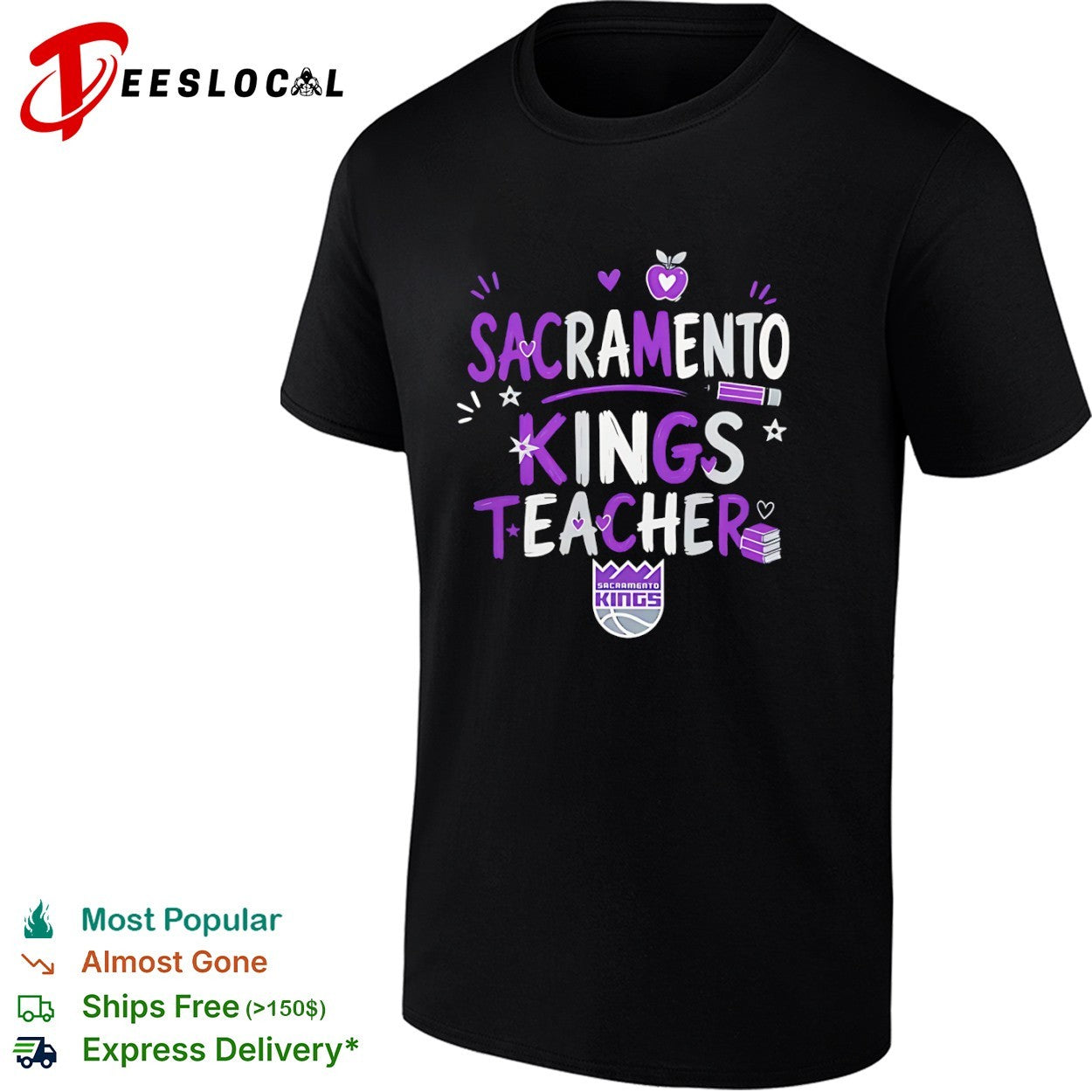 Sacramento Kings Teacher - Adult & Kids T-Shirts, Sweatshirts & Hoodies apparel design preview 1