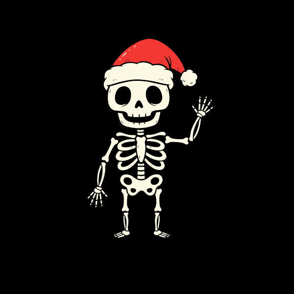 Santa Skeletons Greeting - Adult & Kids T-Shirts, Sweatshirts & Hoodies apparel design preview 1