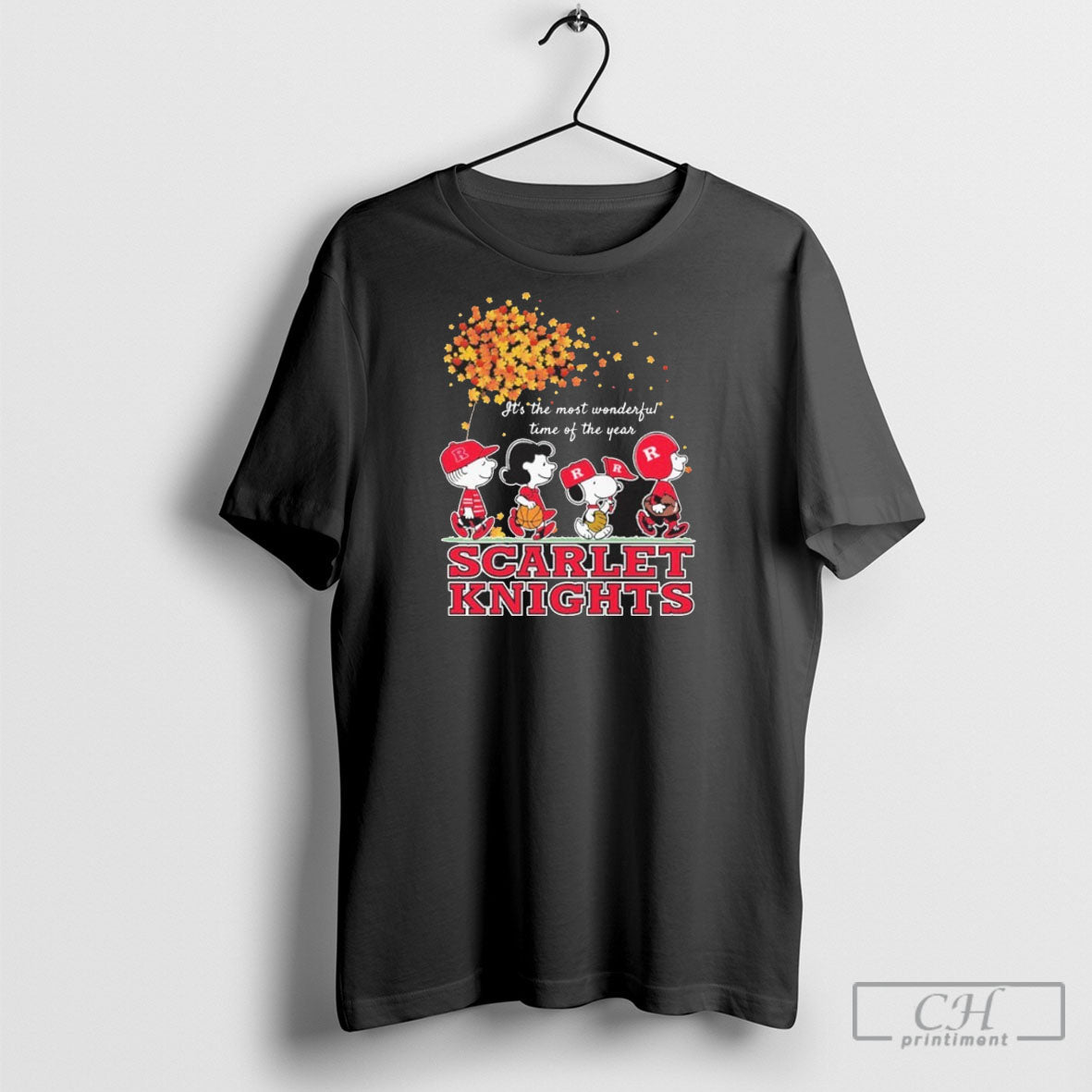 Scarlet Knights Peanuts Its The Most Wonderful Time - Adult & Kids T-Shirts, Sweatshirts & Hoodies apparel design preview 1