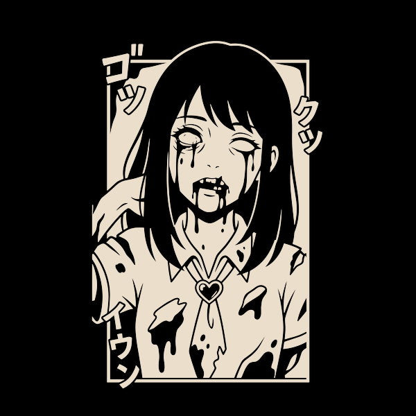 Schoolgirl Ghoul Dark Anime Horror - Adult & Kids T-Shirts, Sweatshirts & Hoodies apparel design preview 1