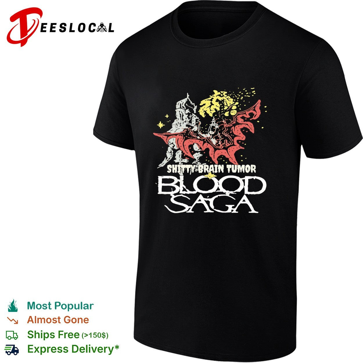 Shitty Brain Tumor Blood Saga skeleton horror band - Adult & Kids T-Shirts, Sweatshirts & Hoodies apparel design preview 1