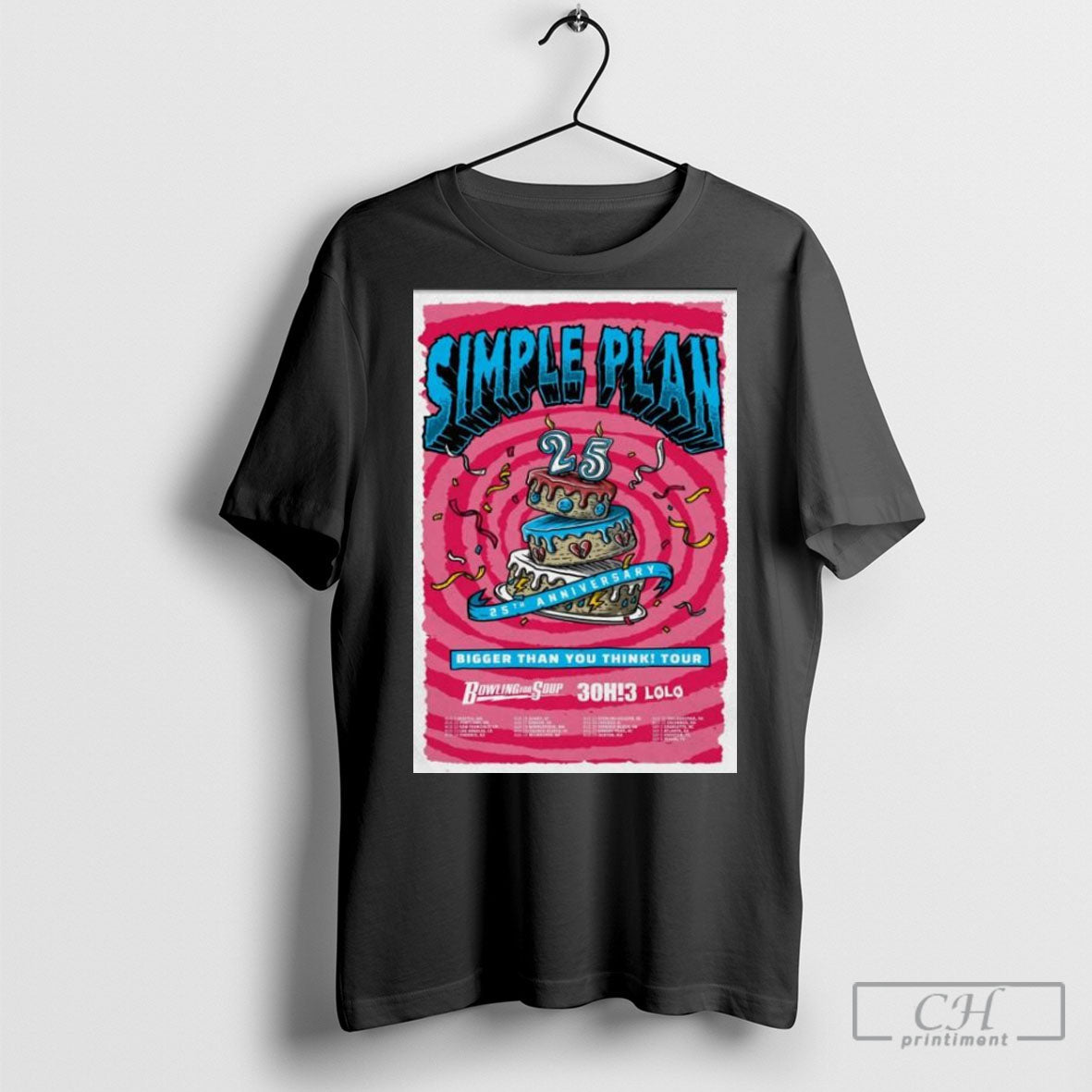 Simple Plan Bigger Than You Think 2025 Tour Poster - Adult & Kids T-Shirts, Sweatshirts & Hoodies apparel design preview 1