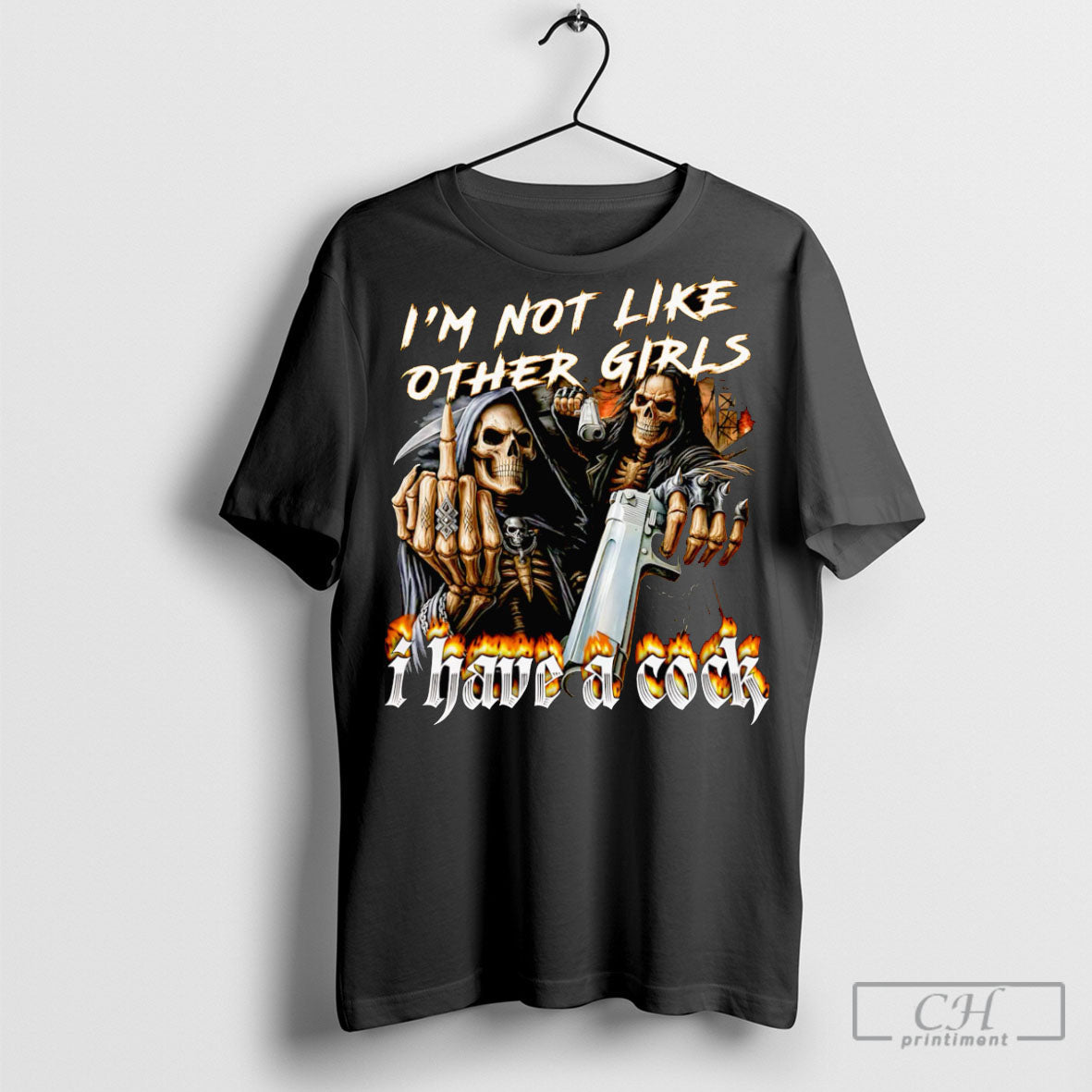 Skeleton Im Not Like Other Girls I Have A Cock - Adult & Kids T-Shirts, Sweatshirts & Hoodies apparel design preview 1