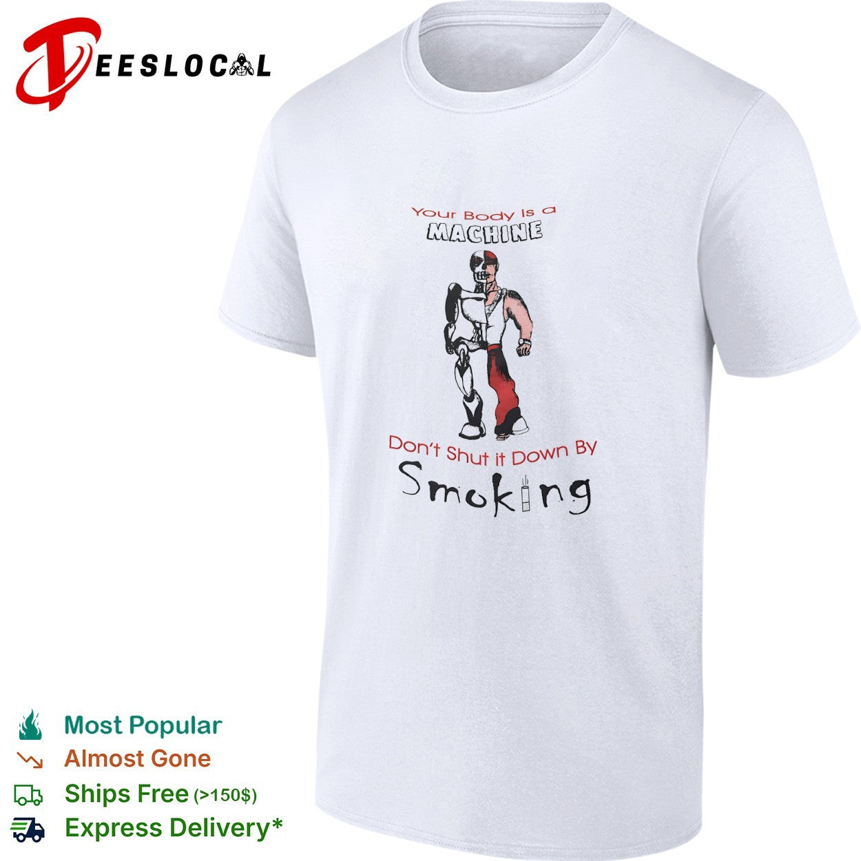Skeleton robot your body is a machine don't shut it - Adult & Kids T-Shirts, Sweatshirts & Hoodies apparel design preview 1