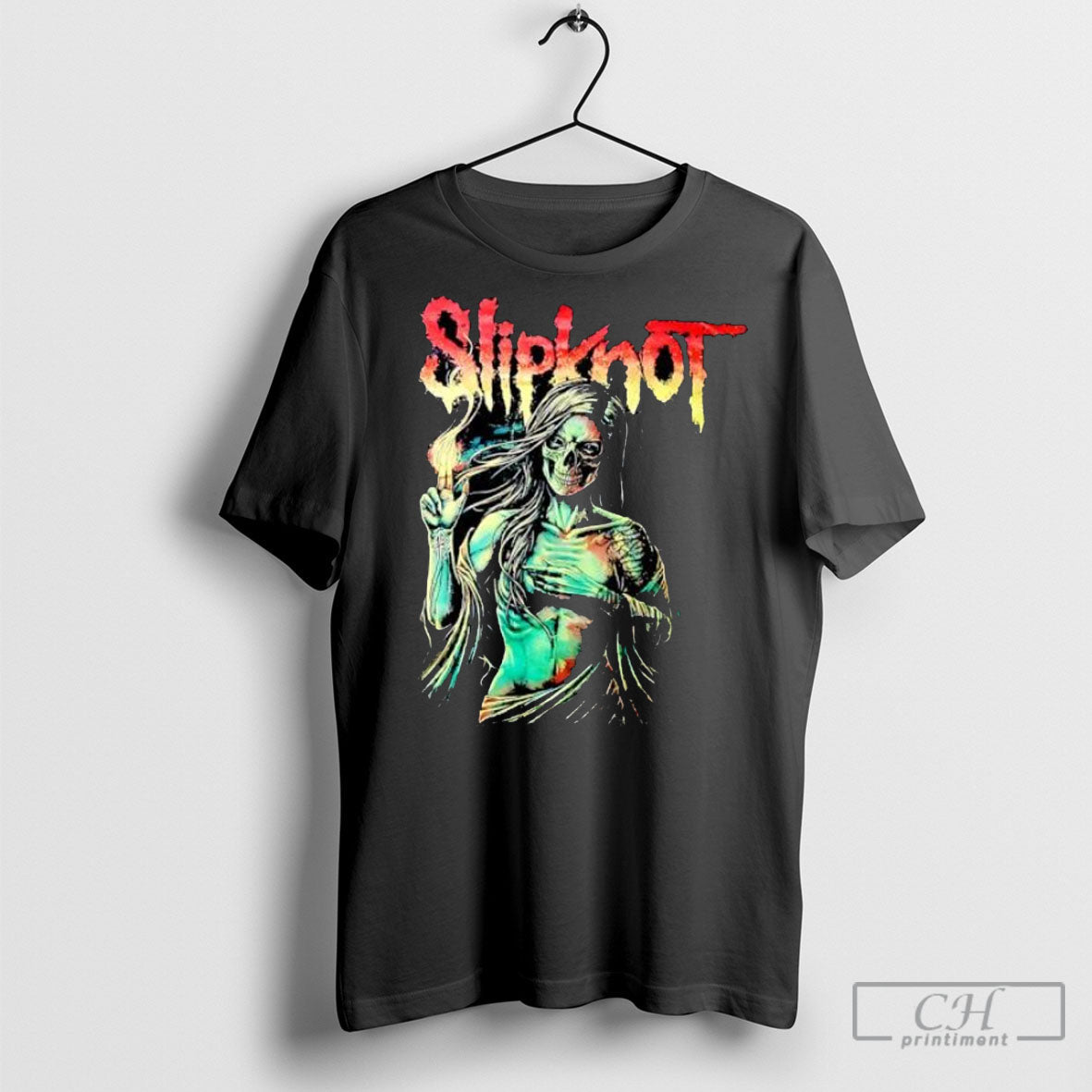 Slipknot Female Skeleton Holding Fire - Adult & Kids T-Shirts, Sweatshirts & Hoodies apparel design preview 1