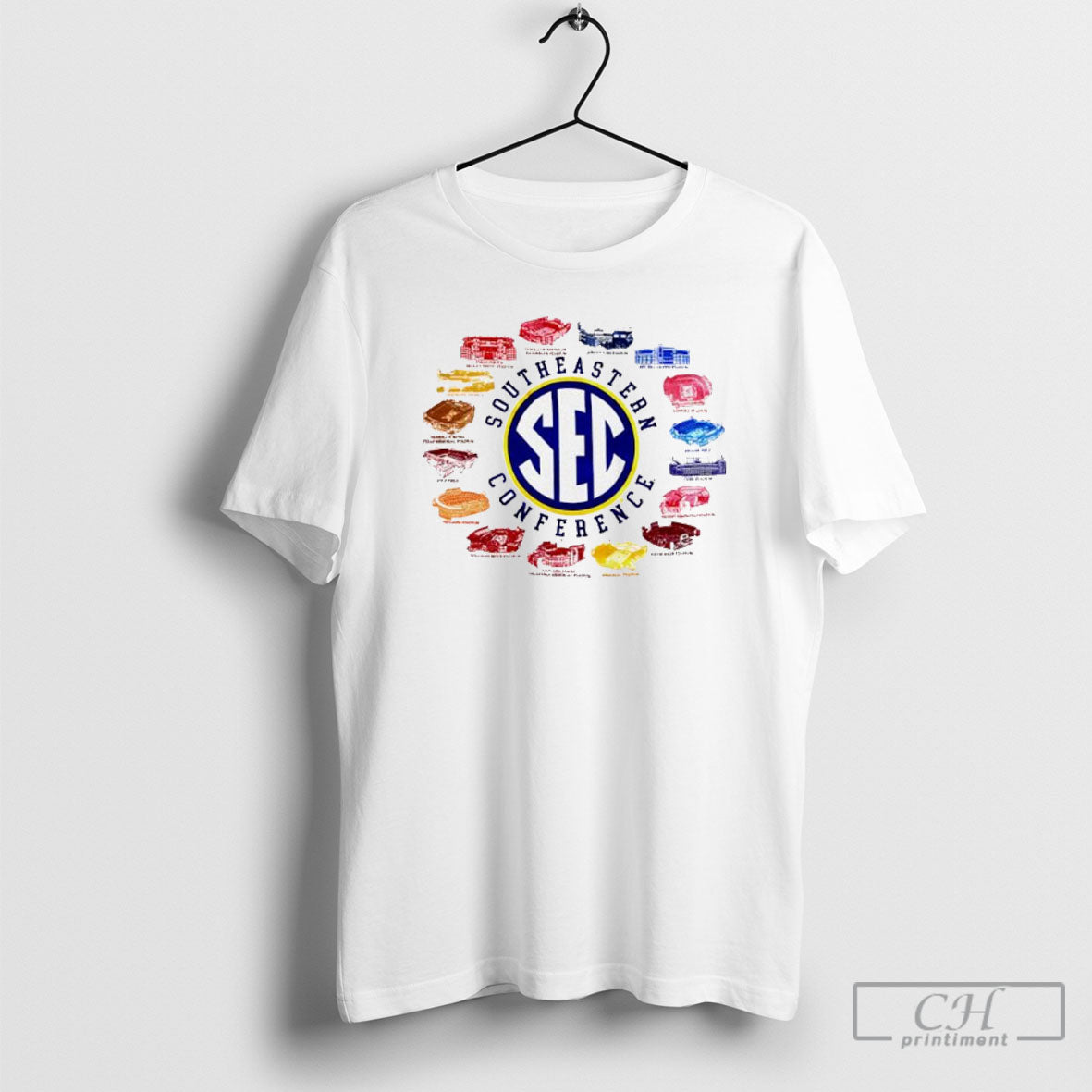 Southeastern Conference 16 College Football Stadiums - Adult & Kids T-Shirts, Sweatshirts & Hoodies apparel design preview 1