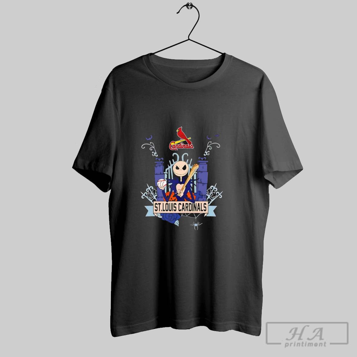 St Louis Cardinals Jack Skellington Halloween - Adult & Kids T-Shirts, Sweatshirts & Hoodies apparel design preview 1