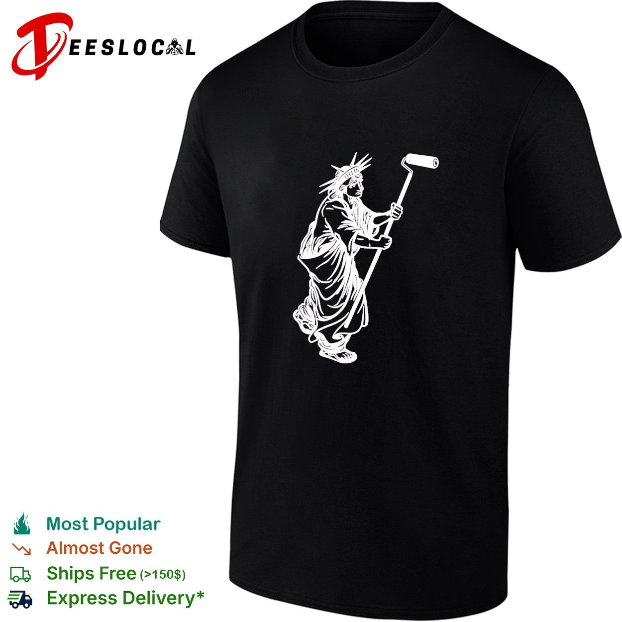 Statue of Liberty painting with a paint roller icon - Adult & Kids T-Shirts, Sweatshirts & Hoodies apparel design preview 1