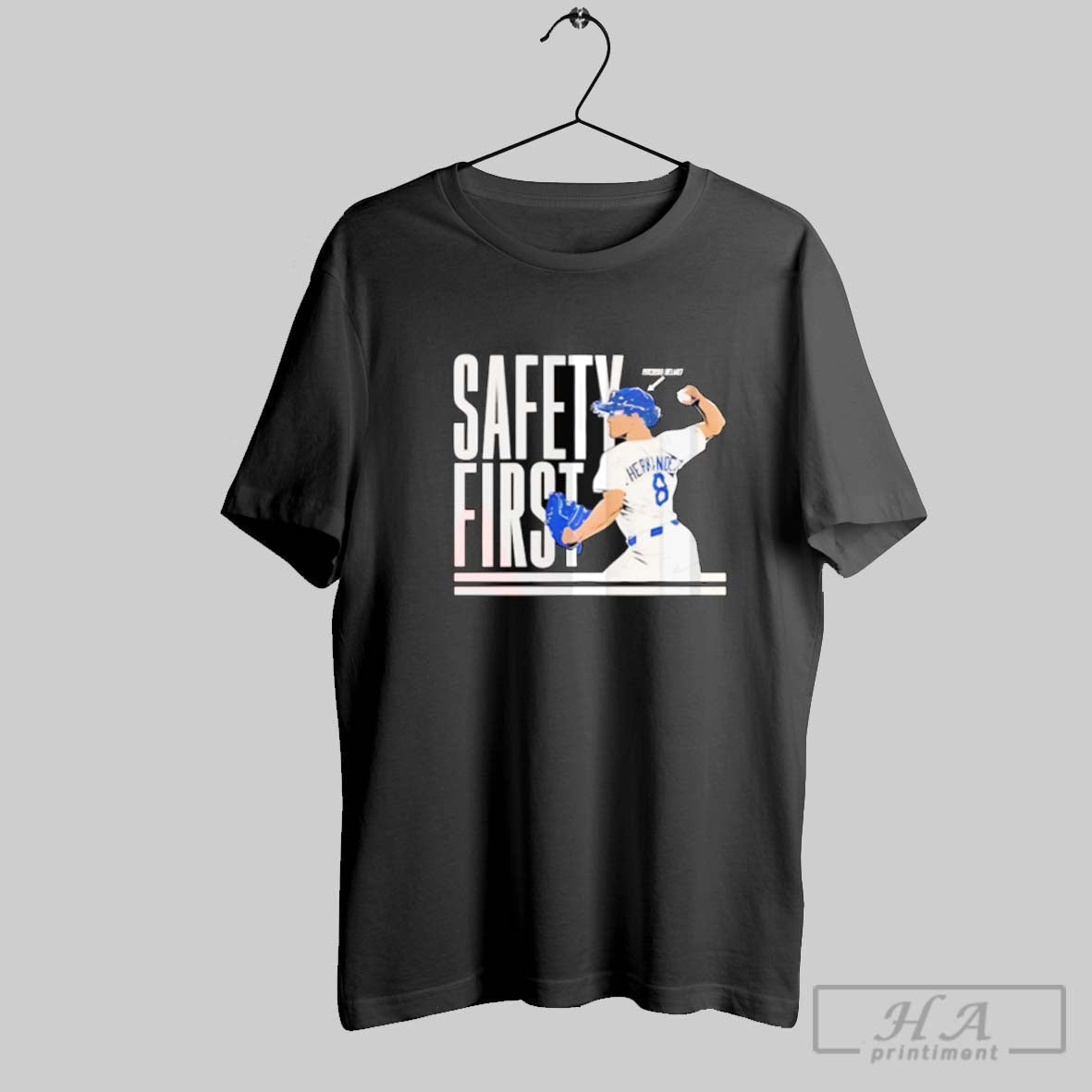 Stay Safe With Kike Hernandez In This Cool Dodgers - Adult & Kids T-Shirts, Sweatshirts & Hoodies apparel design preview 1