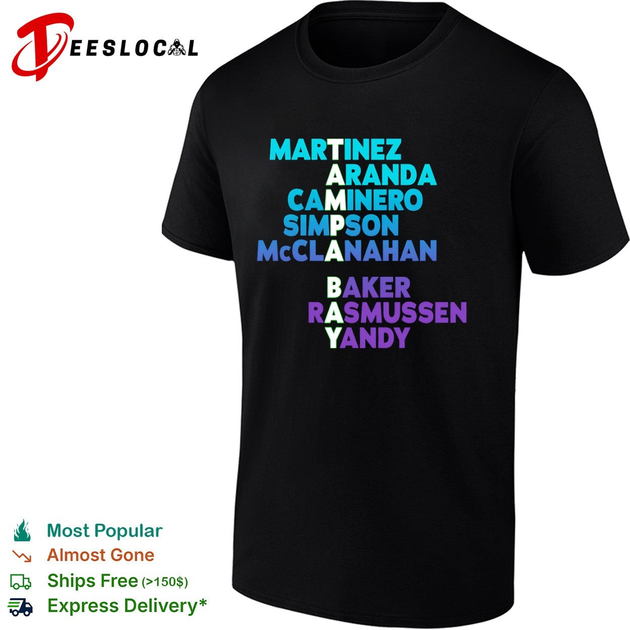 Tampa Bay Rays Roster Martinez Aranda Caminero - Adult & Kids T-Shirts, Sweatshirts & Hoodies apparel design preview 1