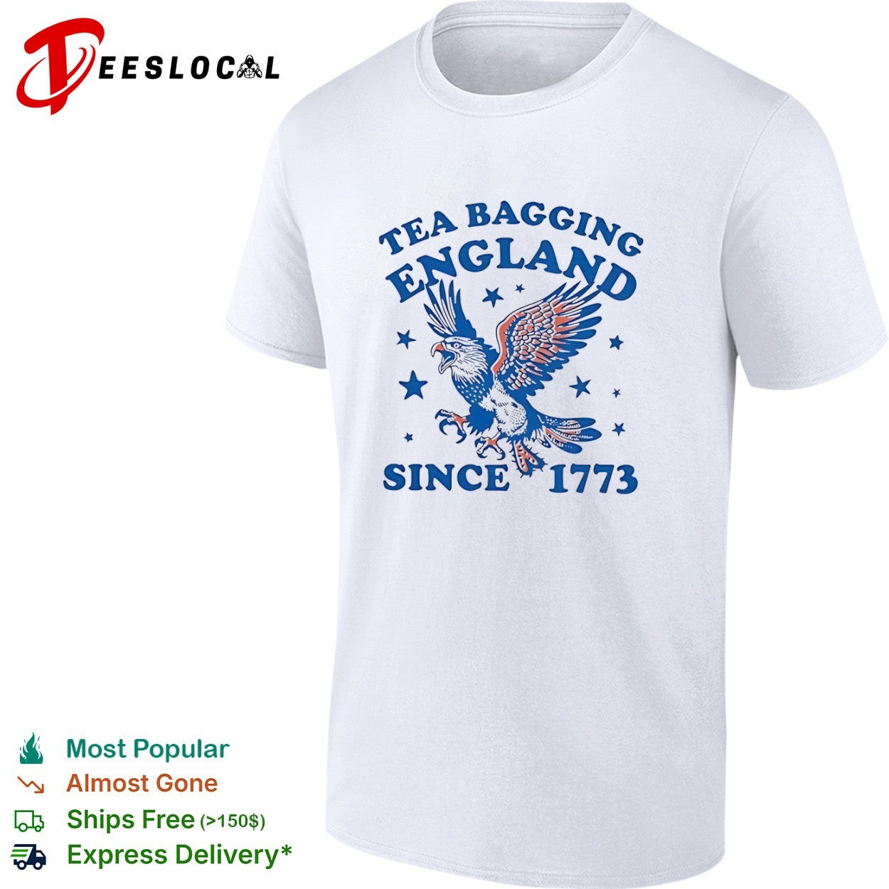 Tea Bagging England Since 1773 American Eagle - Adult & Kids T-Shirts, Sweatshirts & Hoodies apparel design preview 1