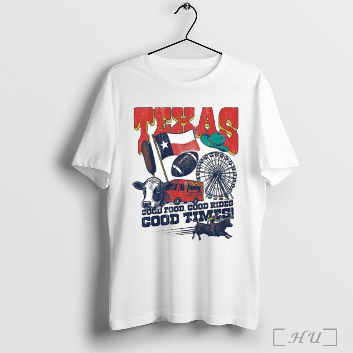 Texas Longhorns Good Food Rides Times - Adult & Kids T-Shirts, Sweatshirts & Hoodies apparel design preview 1