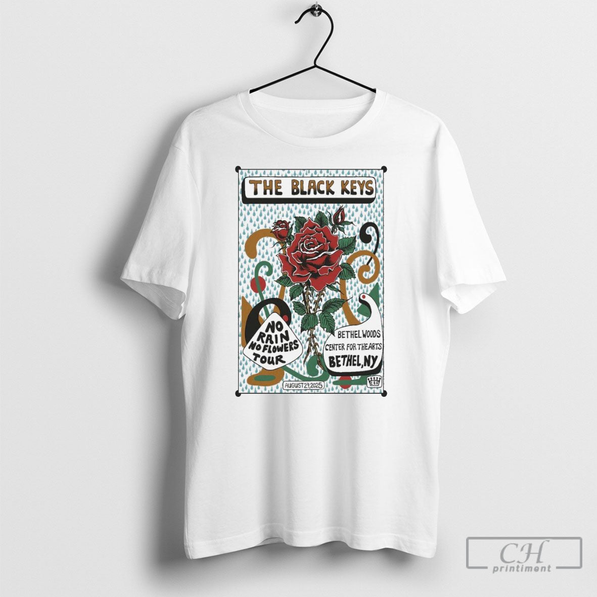 The Black Keys No Rain Flowers Tour Bethel Ny 2025 - Adult & Kids T-Shirts, Sweatshirts & Hoodies apparel design preview 1