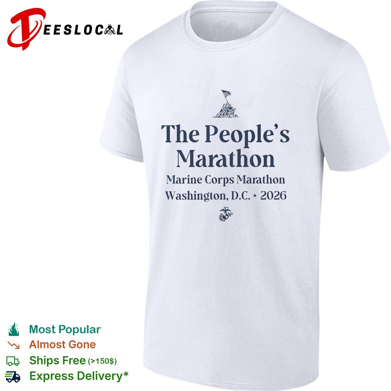 The People's Marathon Marine Corps Washington DC 2026 - Adult & Kids T-Shirts, Sweatshirts & Hoodies apparel design preview 1