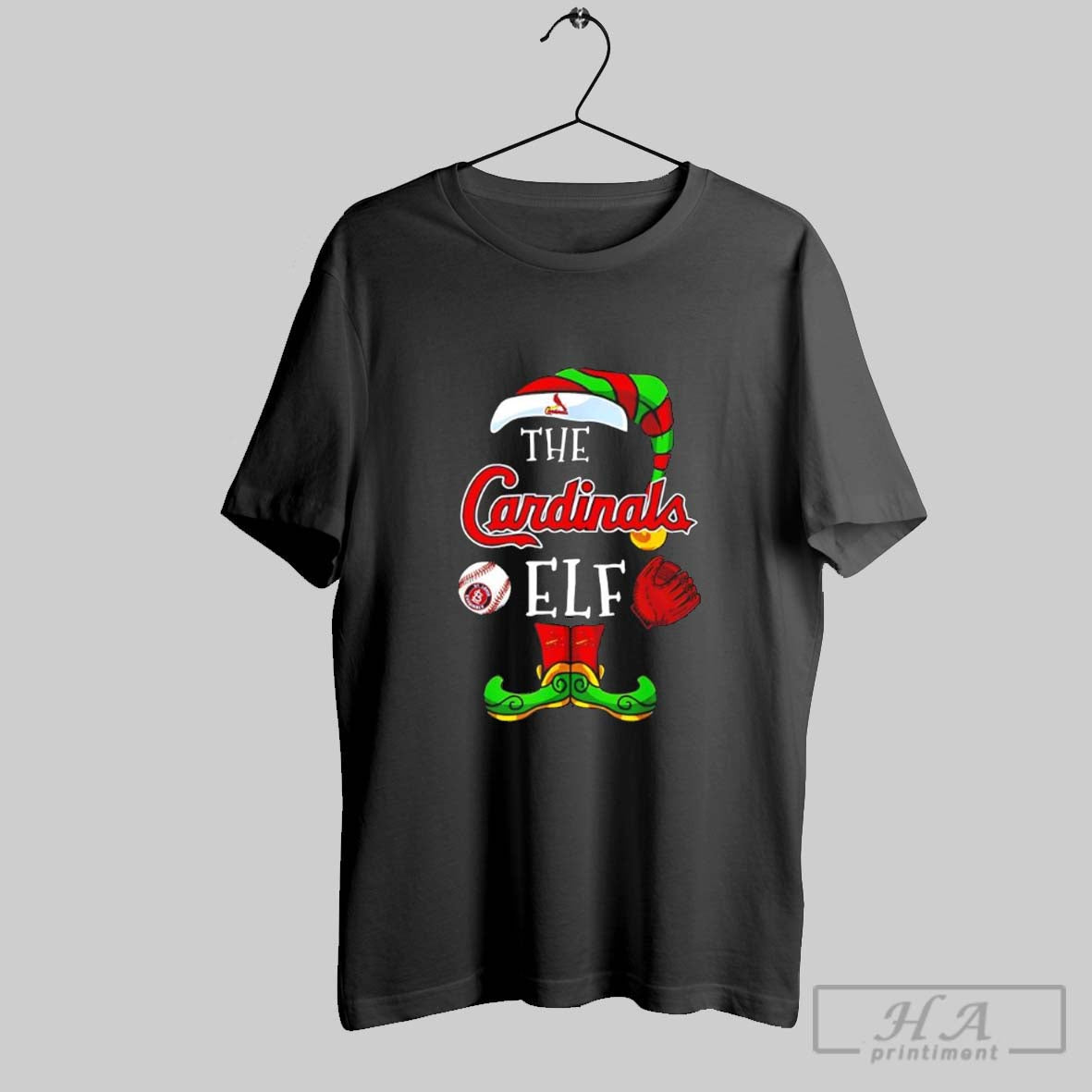 The St Louis Cardinals Elf Christmas - Adult & Kids T-Shirts, Sweatshirts & Hoodies apparel design preview 1