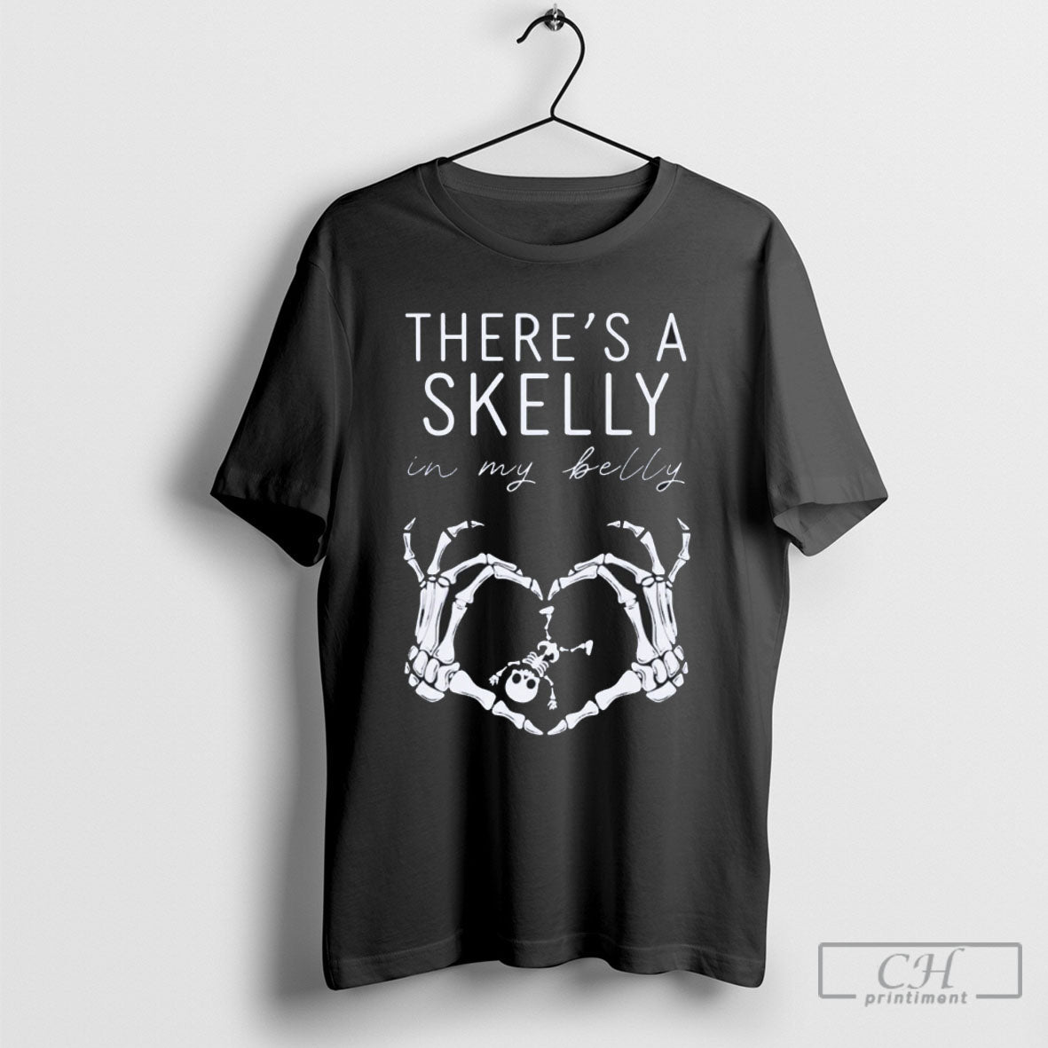 Theres A Skelly In My Belly - Adult & Kids T-Shirts, Sweatshirts & Hoodies apparel design preview 1
