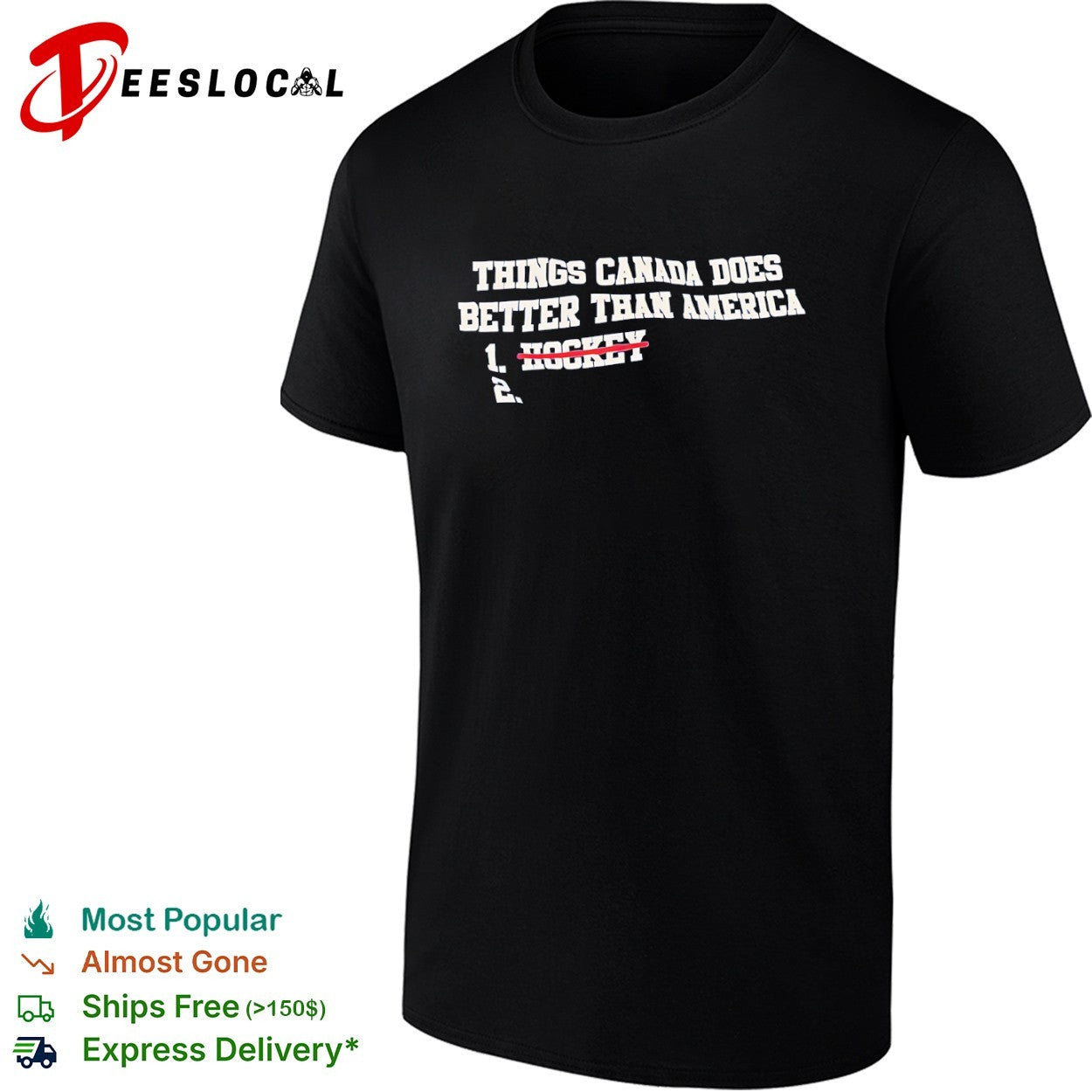 Things Canada Does Better Than America Hockey - Adult & Kids T-Shirts, Sweatshirts & Hoodies apparel design preview 1