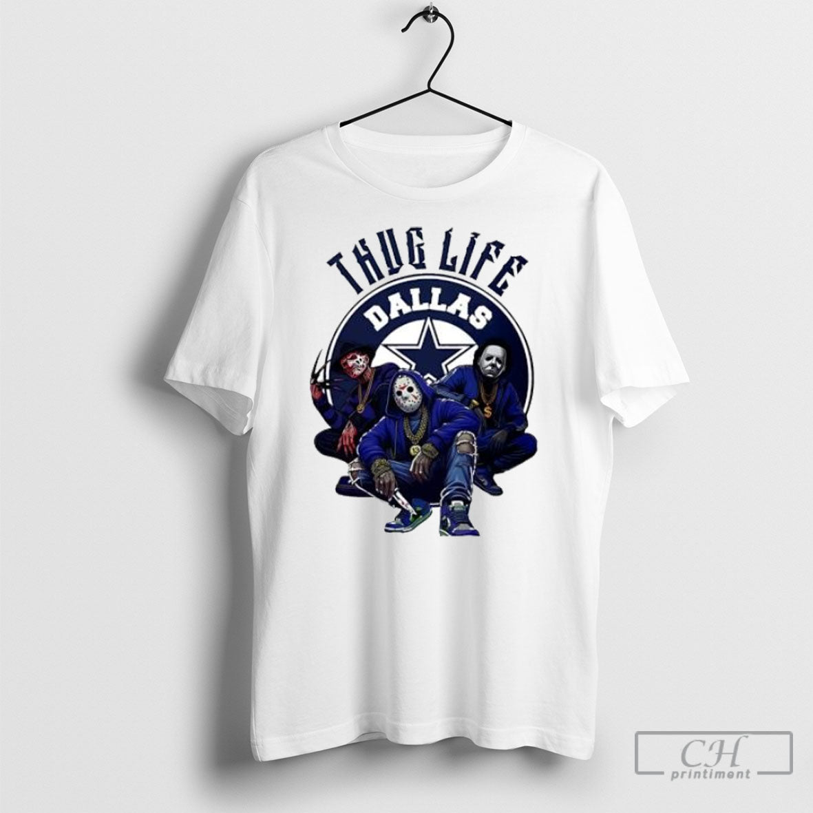 Thug Life Dallas Freddy Jason Michael Myers Halloween - Adult & Kids T-Shirts, Sweatshirts & Hoodies apparel design preview 1