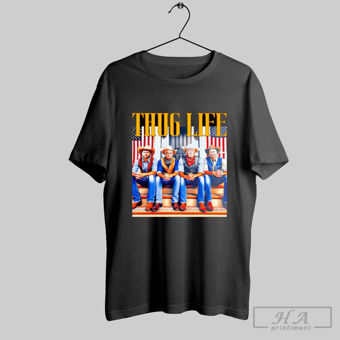 Thug Life Trump Vance Kennedy Elon Musk Cowboy - Adult & Kids T-Shirts, Sweatshirts & Hoodies apparel design preview 1