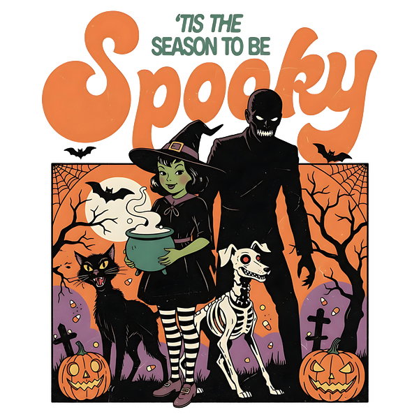 Tis The Season To Be Spooky Retro - Adult & Kids T-Shirts, Sweatshirts & Hoodies apparel design preview 1
