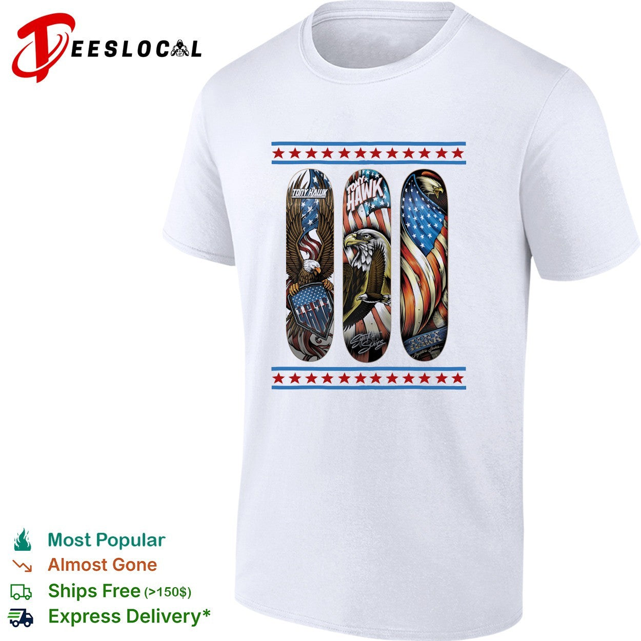 Tony Hawk signature series skateboard eagle American - Adult & Kids T-Shirts, Sweatshirts & Hoodies apparel design preview 1