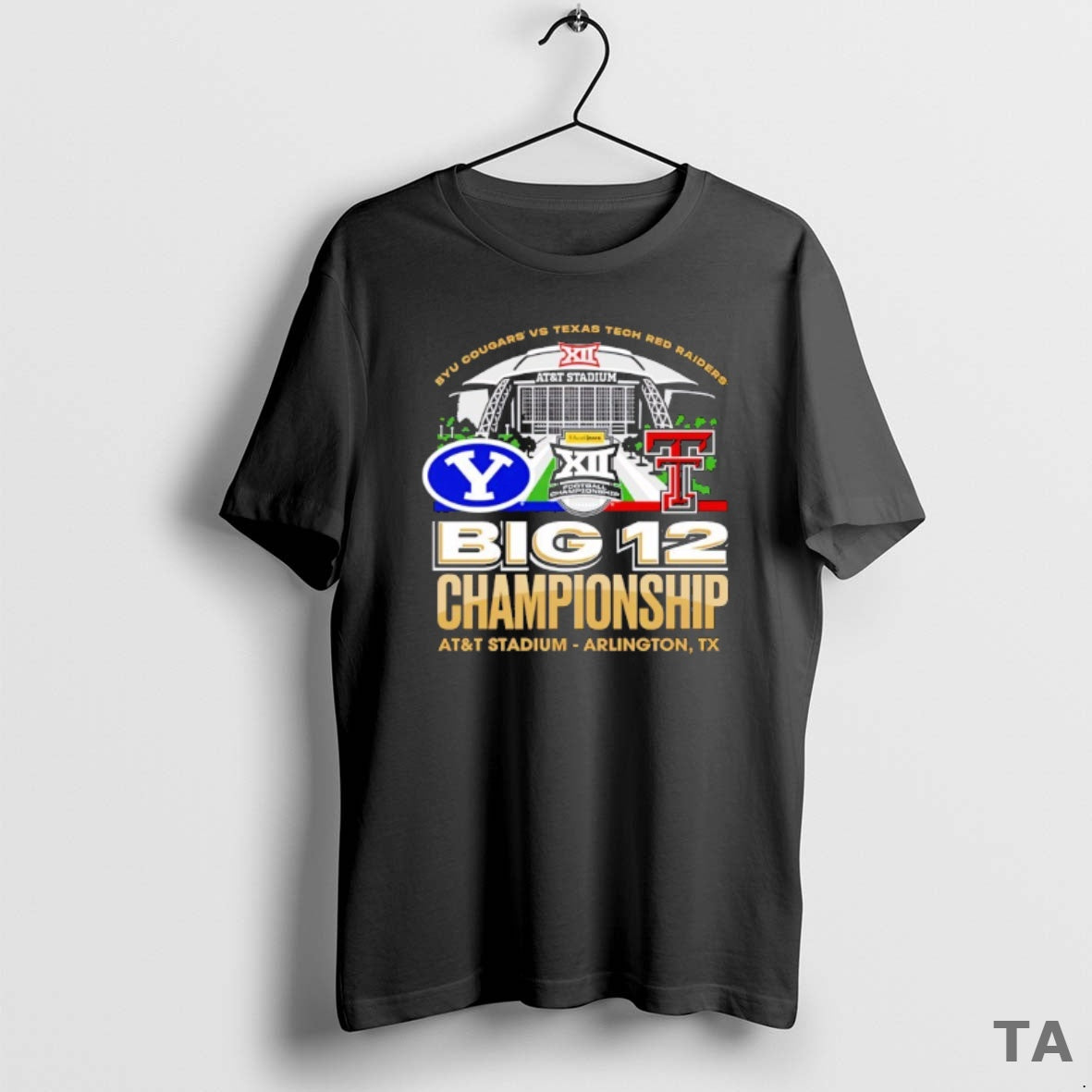 Top Byu Cougars Vs Texas Tech Red Raiders Big 12 - Adult & Kids T-Shirts, Sweatshirts & Hoodies apparel design preview 1