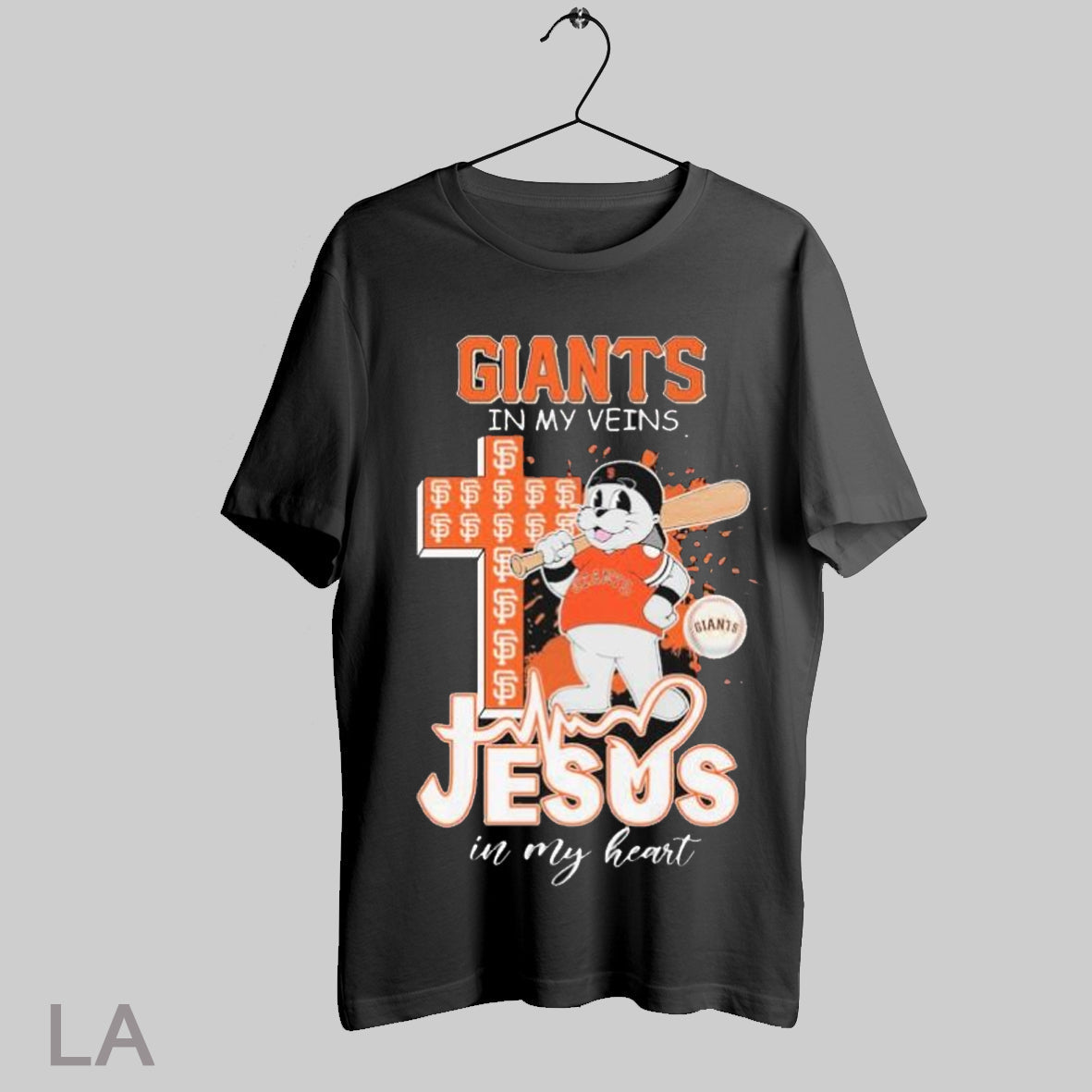 Top Lou Seal San Francisco Giants In My Veins Jesus - Adult & Kids T-Shirts, Sweatshirts & Hoodies apparel design preview 1