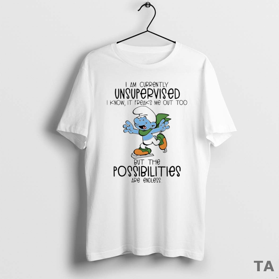 Top Smurf I Am Currently Unsupervised Circle Sweater - Adult & Kids T-Shirts, Sweatshirts & Hoodies apparel design preview 1
