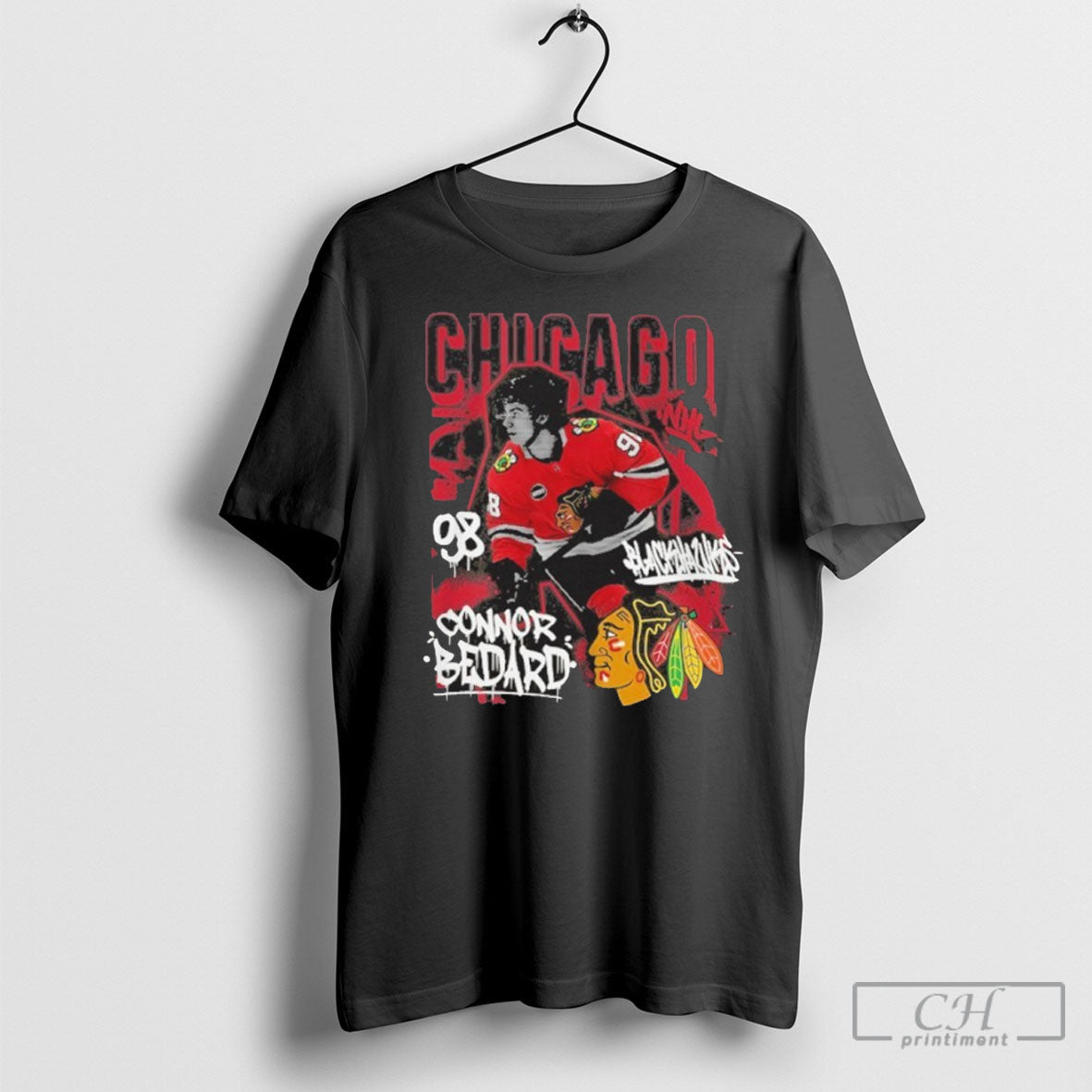Trending Connor Bedard Chicago Blackhawks Photo Reel - Adult & Kids T-Shirts, Sweatshirts & Hoodies apparel design preview 1