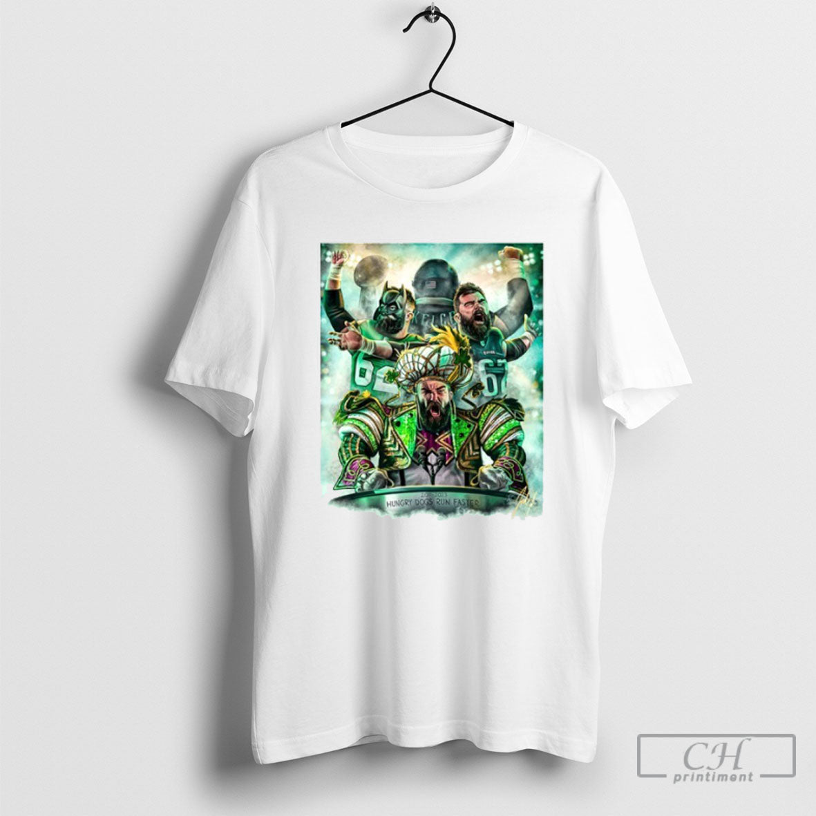 Trending Jason Kelce Hungry Dogs Run Faster Poster - Adult & Kids T-Shirts, Sweatshirts & Hoodies apparel design preview 1