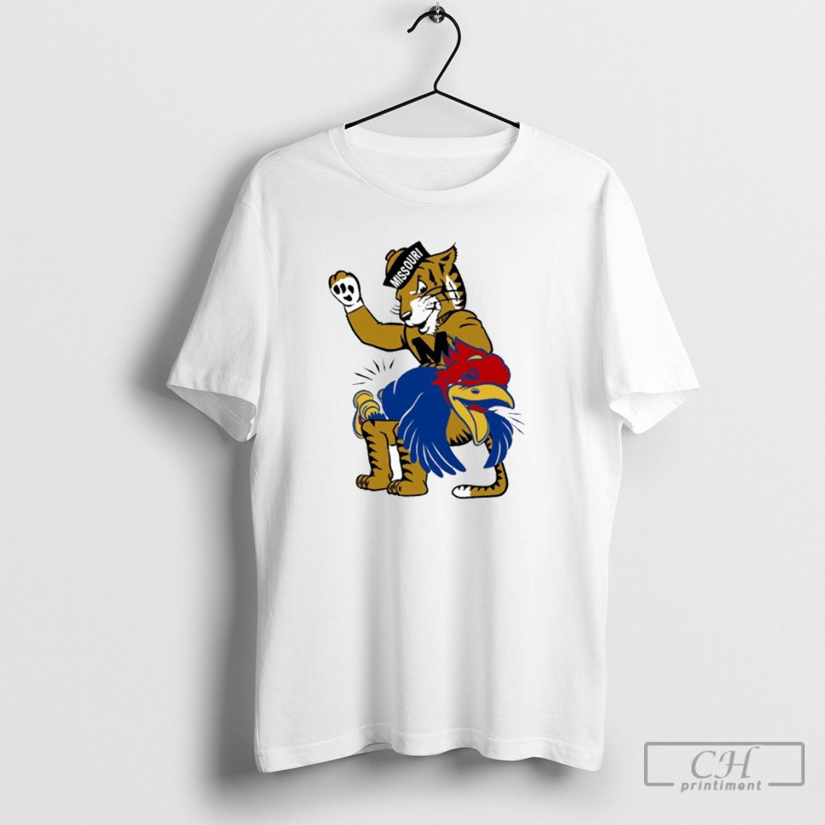 Trending Mizzou Tiger Slap Kansas Jayhawks - Adult & Kids T-Shirts, Sweatshirts & Hoodies apparel design preview 1