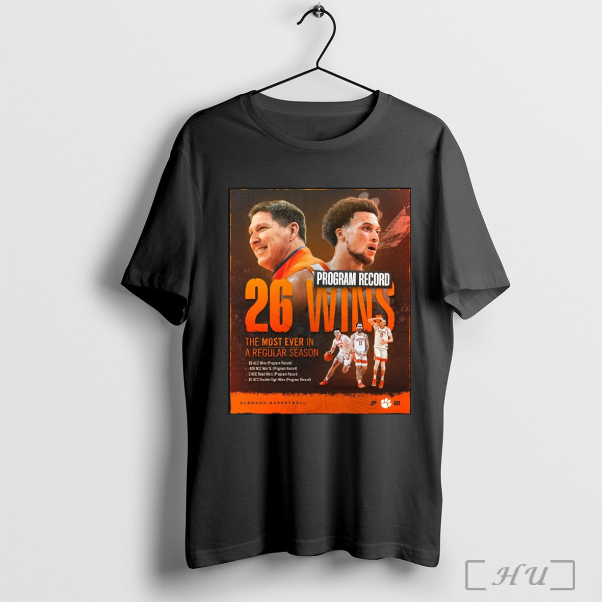 Trendy Clemson Tigers Basketball Program Record 26 - Adult & Kids T-Shirts, Sweatshirts & Hoodies apparel design preview 1