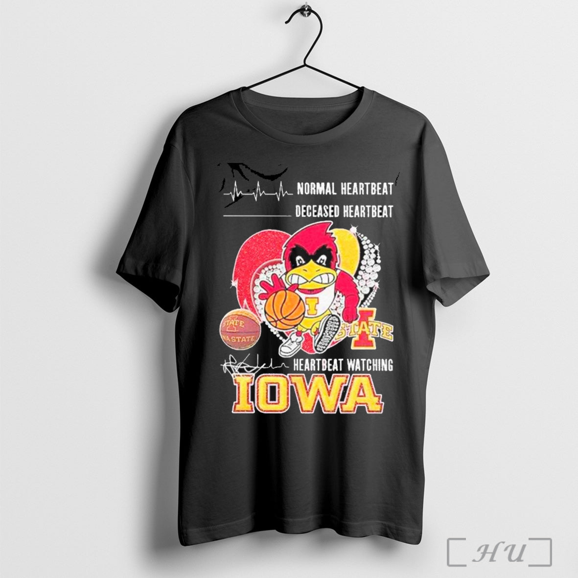 Trendy Iowa State Cyclones Normal Heartbeat Deceased - Adult & Kids T-Shirts, Sweatshirts & Hoodies apparel design preview 1
