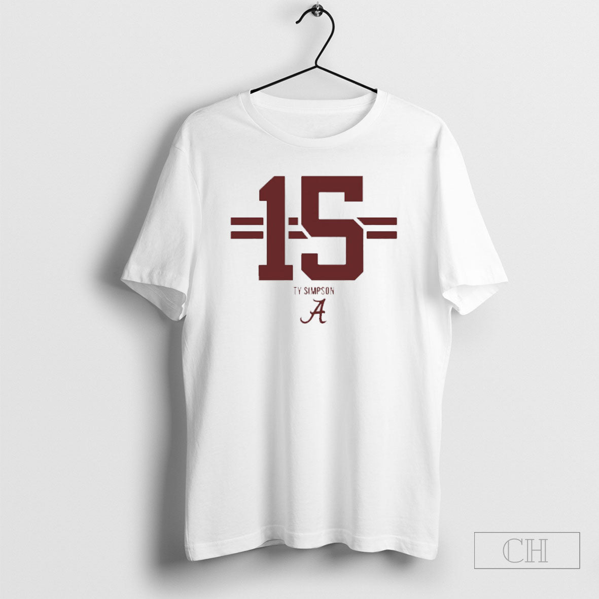 Ty Simpson 15 Alabama Football Name And Number Stripe - Adult & Kids T-Shirts, Sweatshirts & Hoodies apparel design preview 1