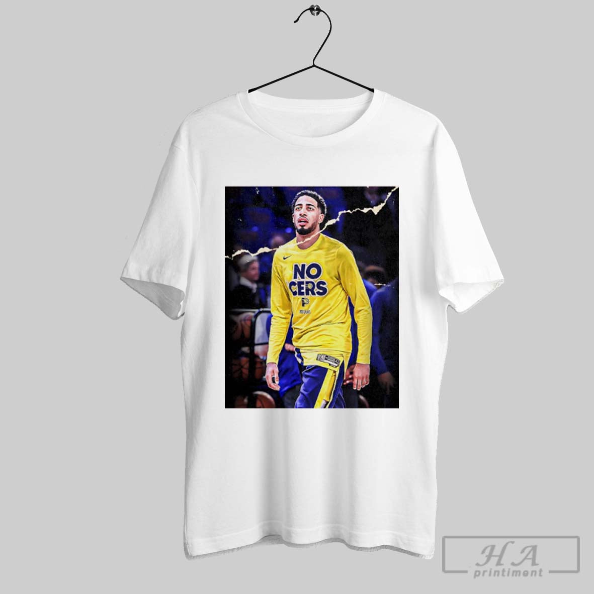 Tyrese Haliburton With The Choke Celebration Retro - Adult & Kids T-Shirts, Sweatshirts & Hoodies apparel design preview 1