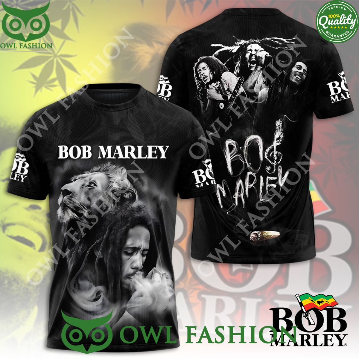 Bob Marley Jamaican Singer and Guitarist 3D - Adult & Kids T-Shirts, Sweatshirts & Hoodies apparel design preview 1