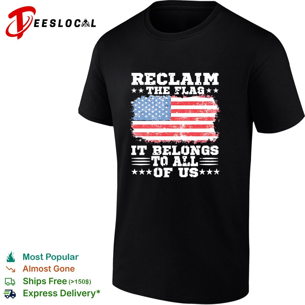 US reclaim the flag it belongs to all of - Adult & Kids T-Shirts, Sweatshirts & Hoodies apparel design preview 1