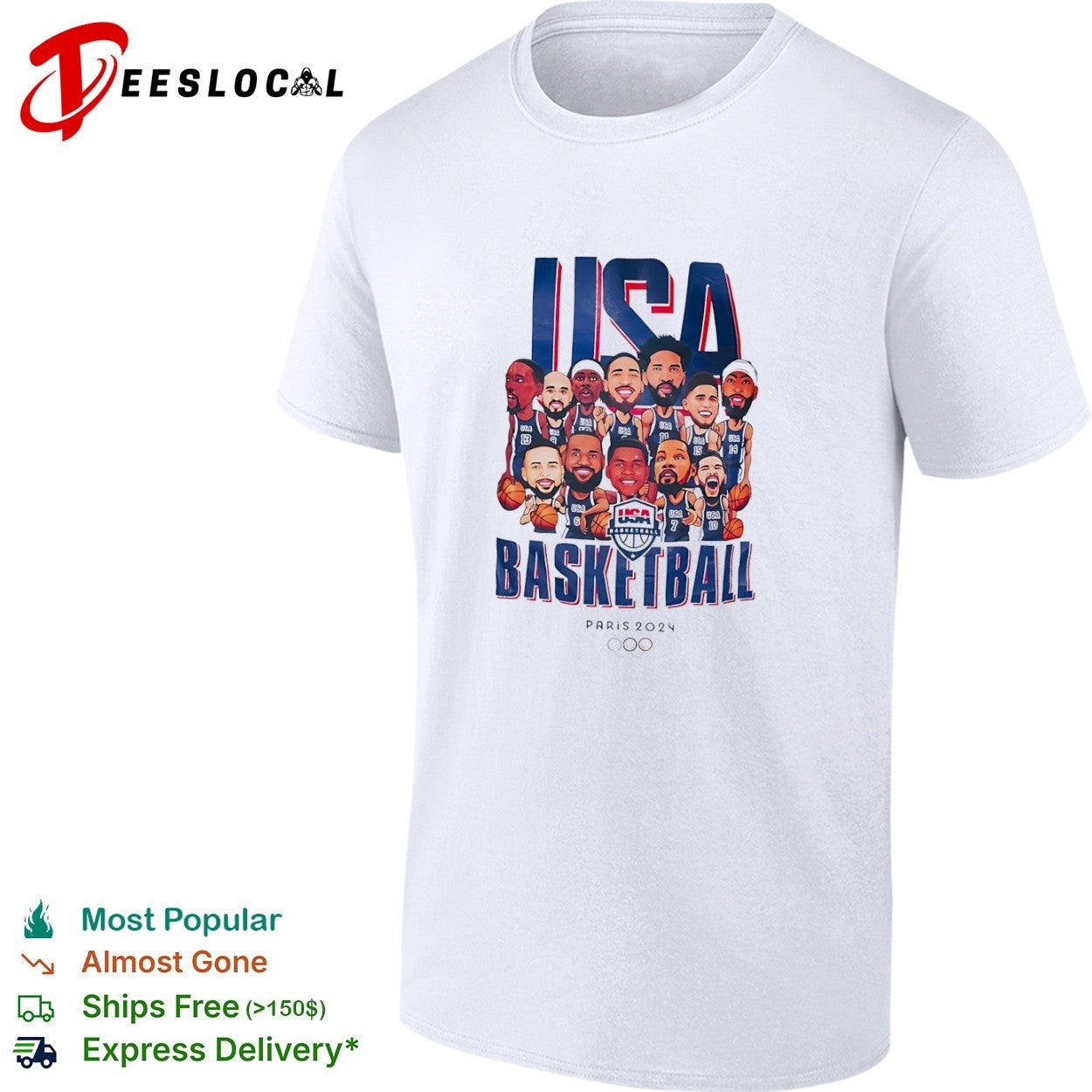 USA Basketball Team Paris 2024 Olympic Games - Adult & Kids T-Shirts, Sweatshirts & Hoodies apparel design preview 1
