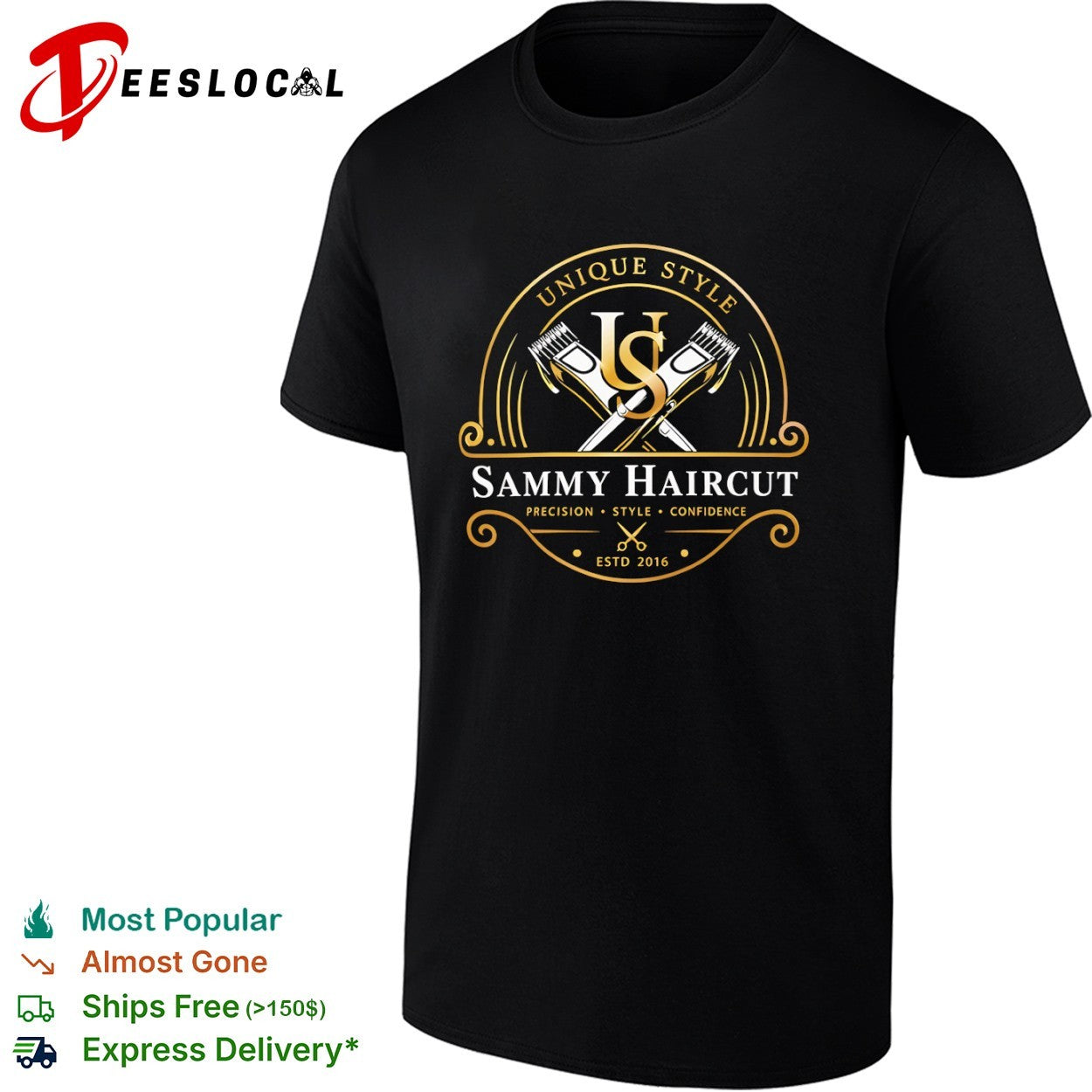 Unique Style Sammy Haircut Precision Confidence Estd - Adult & Kids T-Shirts, Sweatshirts & Hoodies apparel design preview 1