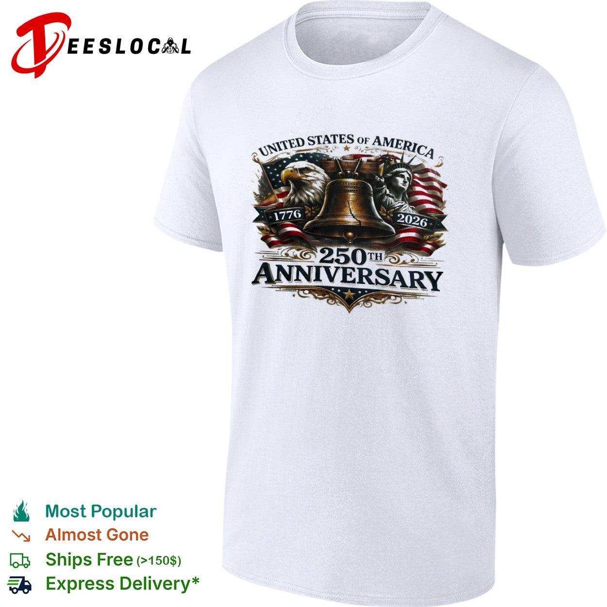 United States of America 1776 2026 250th Anniversary - Adult & Kids T-Shirts, Sweatshirts & Hoodies apparel design preview 1