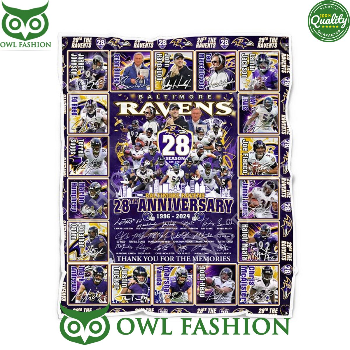 The Ravens 28th Anniversary Football 1996 2024 Fleece - Adult & Kids T-Shirts, Sweatshirts & Hoodies apparel design preview 1