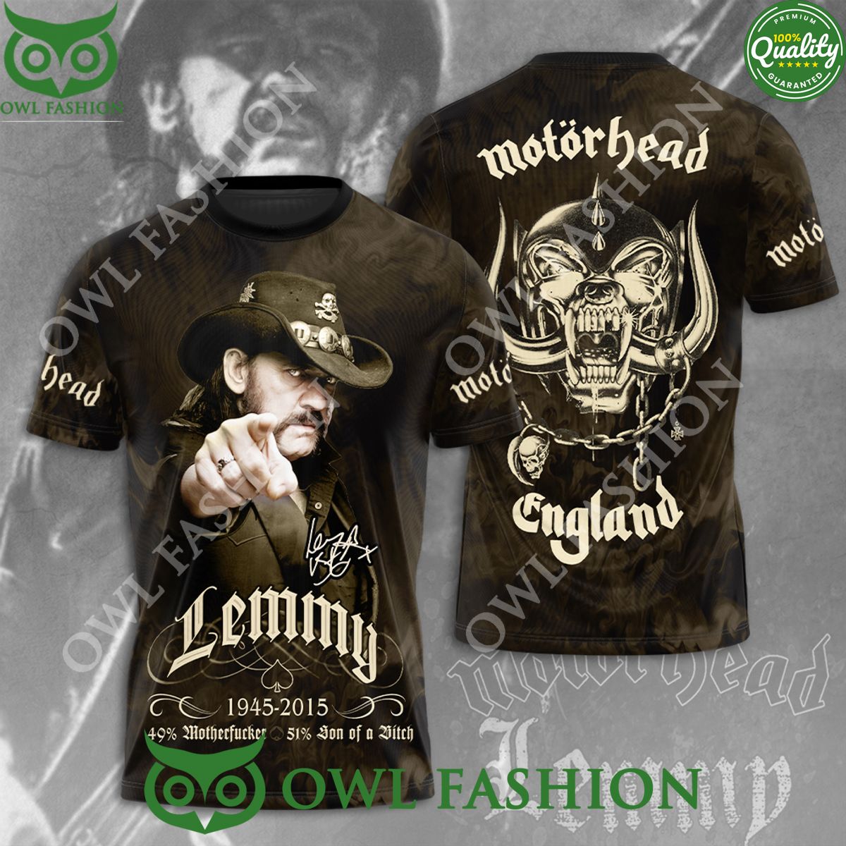 Motörhead Band x Lemmy Kilmister England 1945 2015 - Adult & Kids T-Shirts, Sweatshirts & Hoodies apparel design preview 1