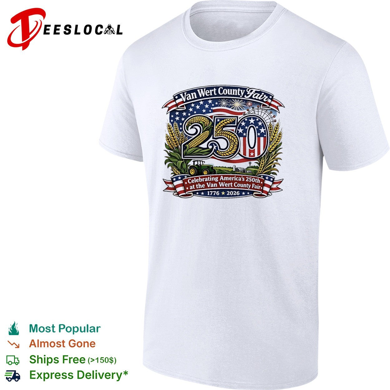 Van Wert County Fair 250 Celebrating America's 250th - Adult & Kids T-Shirts, Sweatshirts & Hoodies apparel design preview 1