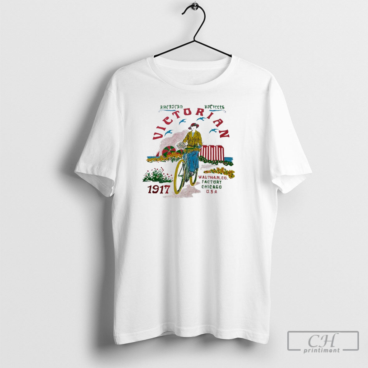 Victorian American Bicycles 1917 - Adult & Kids T-Shirts, Sweatshirts & Hoodies apparel design preview 1