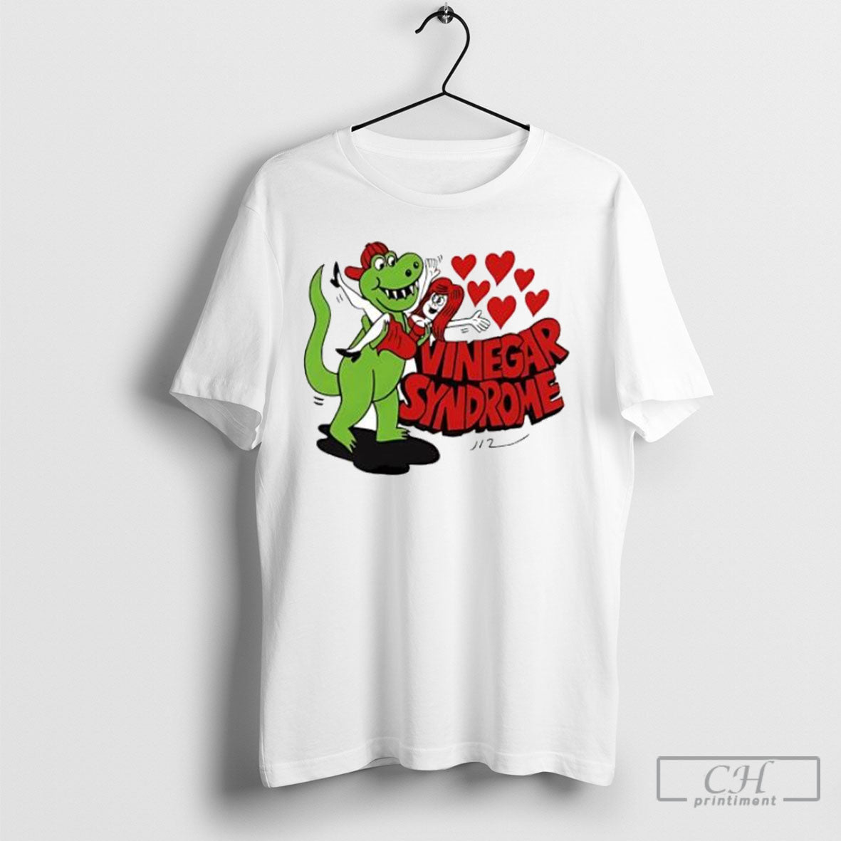 Vinegar Syndrome Dinosaur Holding Woman - Adult & Kids T-Shirts, Sweatshirts & Hoodies apparel design preview 1