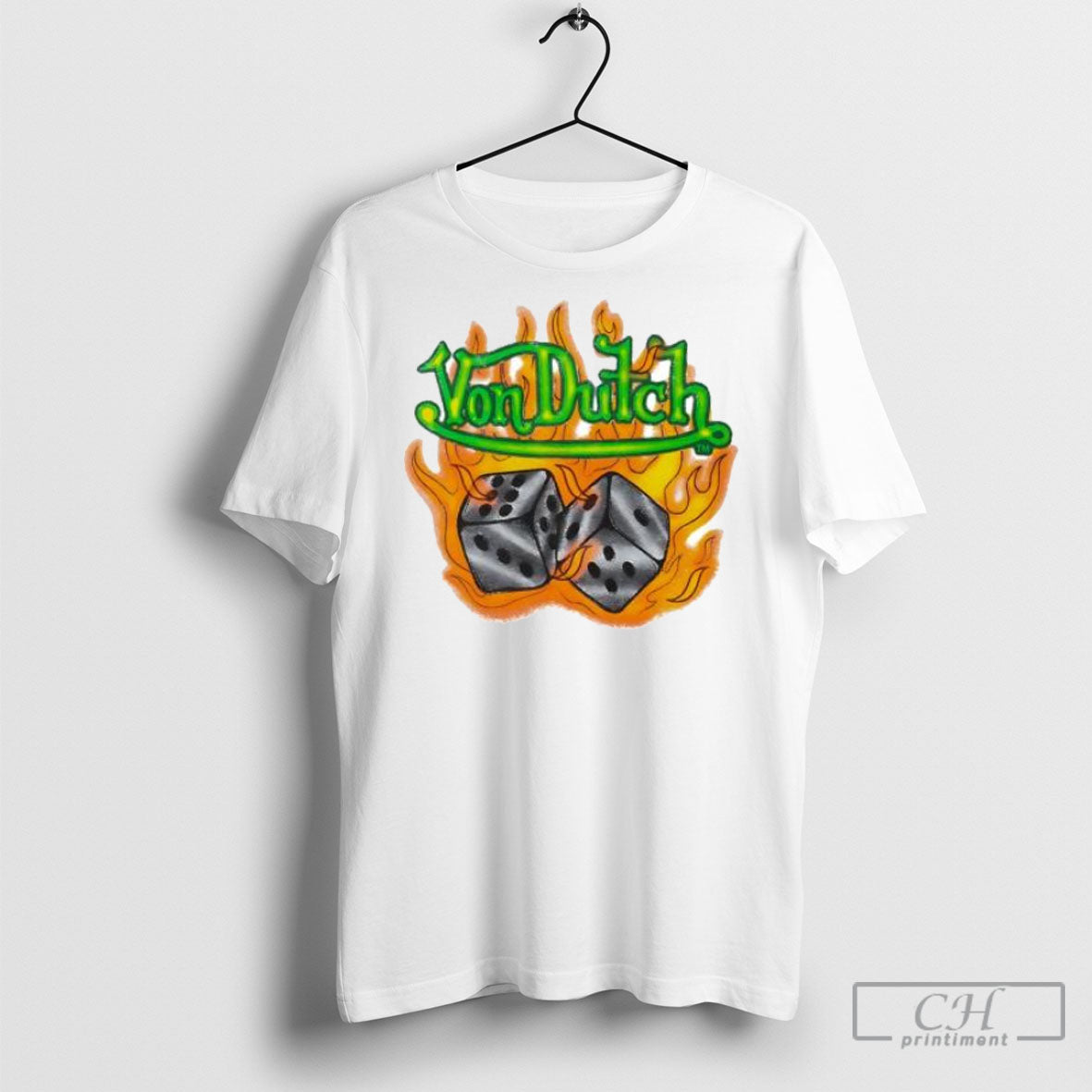 Von Dutch Dice Flames Y2k Style Aesthetic Graphic - Adult & Kids T-Shirts, Sweatshirts & Hoodies apparel design preview 1