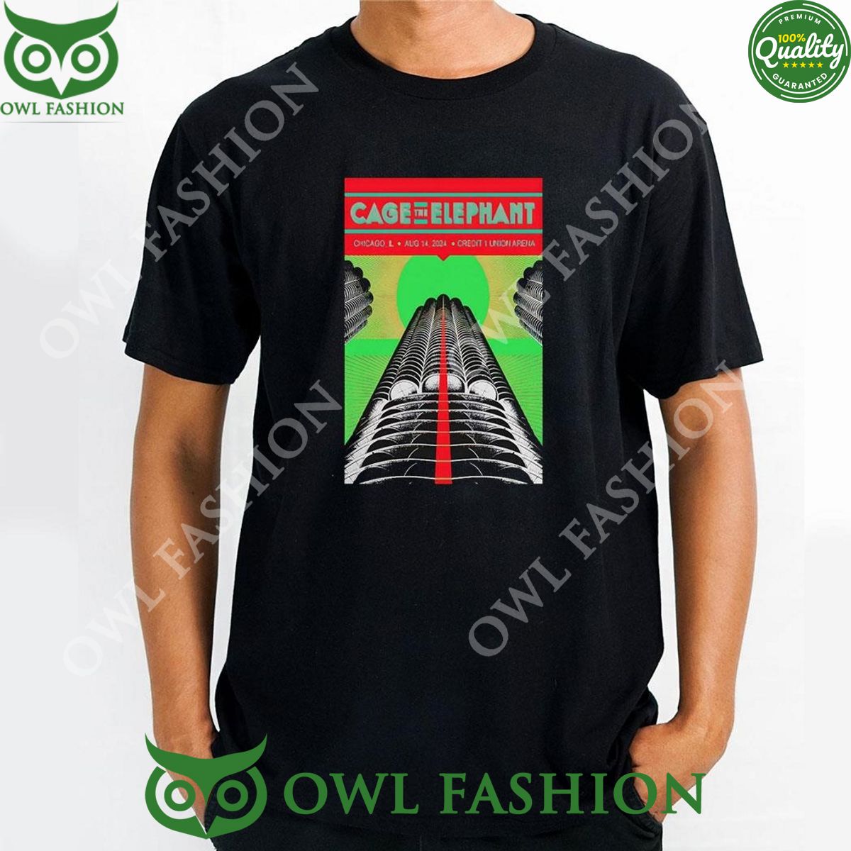 August 14 2024 Cage The Elephant Chicago Il - Adult & Kids T-Shirts, Sweatshirts & Hoodies apparel design preview 1