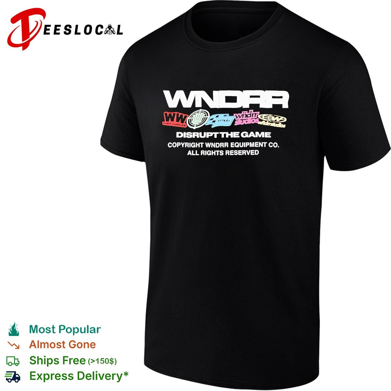 WNDRR Disrupt the Game equipment co sticker logos - Adult & Kids T-Shirts, Sweatshirts & Hoodies apparel design preview 1