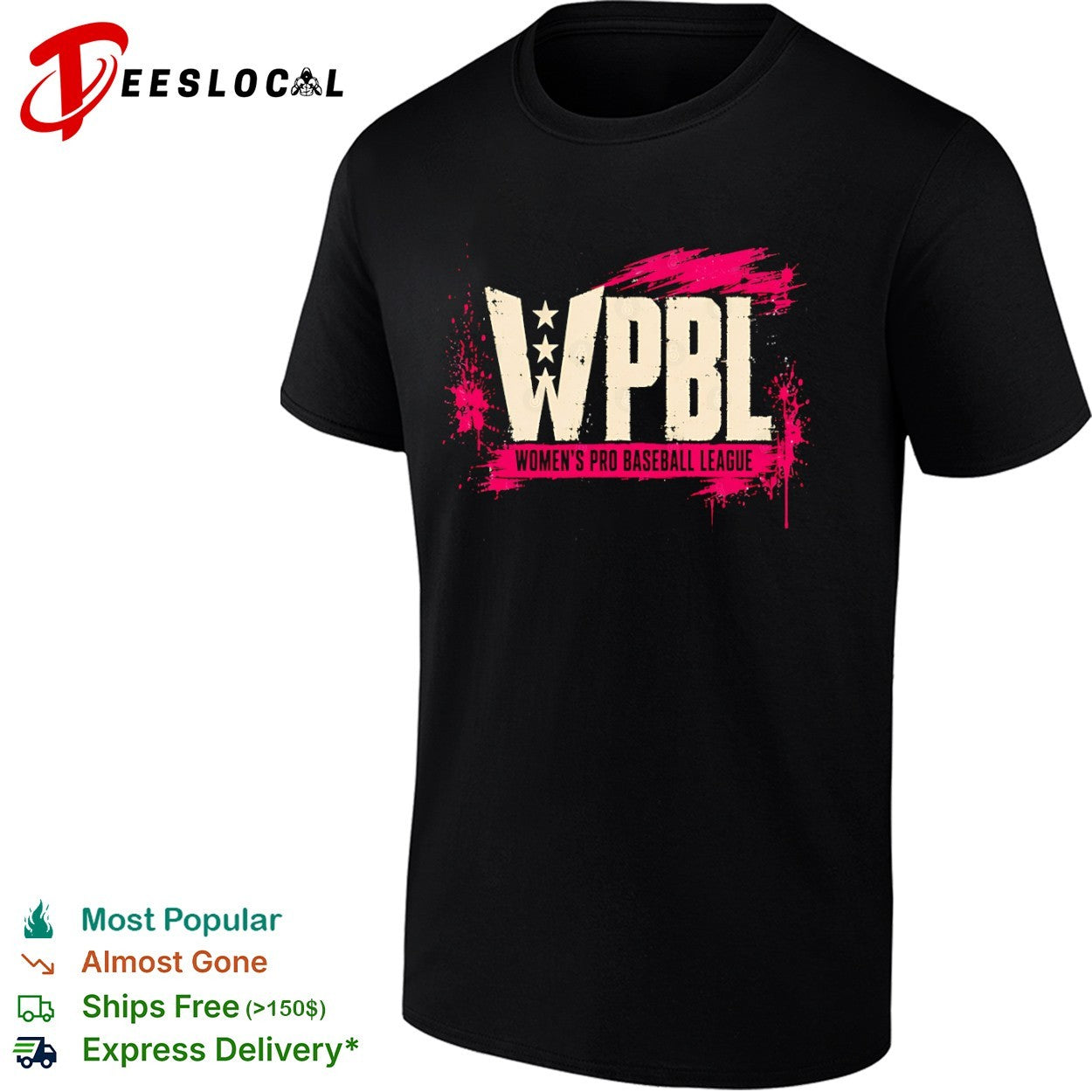 WPBL Women's Pro Baseball League Logo - Adult & Kids T-Shirts, Sweatshirts & Hoodies apparel design preview 1