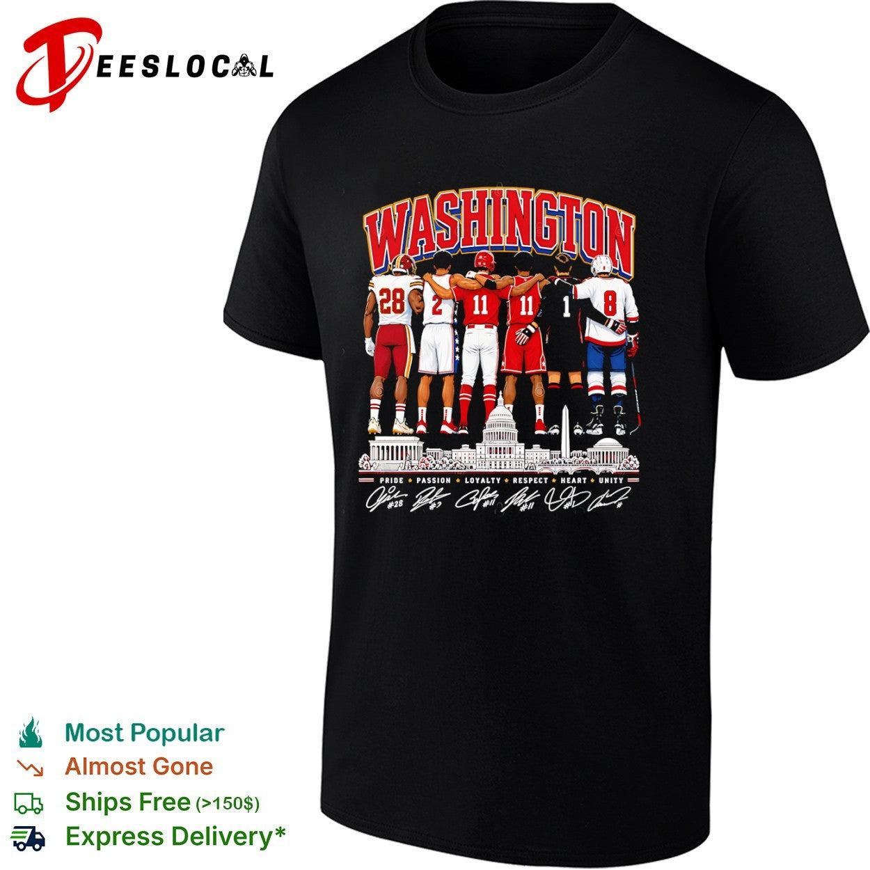 Washington Commanders Wizards Nationals Capitals DC - Adult & Kids T-Shirts, Sweatshirts & Hoodies apparel design preview 1
